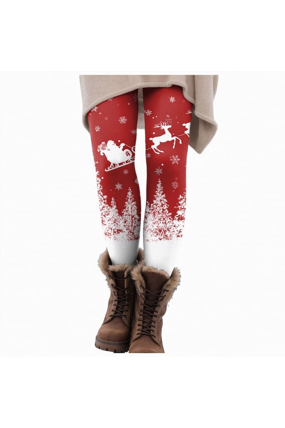 Christmas Yoga Pants for Women Christmas Leggings for Women High Waisted Santa Claus Print Ankle Length Seasonal Printed Leggings Soft Brushed Pants Red,XL