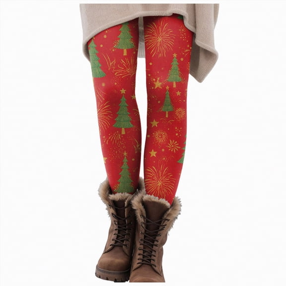Dmsael Christmas Yoga Pants for Women Christmas Leggings for Women, Plus Size Leggings Women's Fashion Comfortable Slim Fit Print Casual Pants Leggings Yoga Pants Watermelon Red,XL