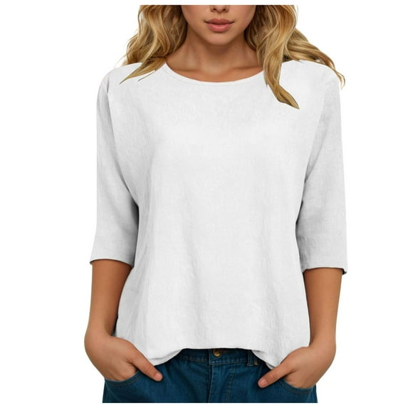 Dmsael Fall Outfits for Women 2025 Womens Fall Tops Long Sleeve Shirts Casual Tunic Top Basic T Shirts Tees White,2XL