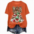 thumbnail image 1 of Dmsael Funny Christmas Shirt Christmas Shirts for Women Short Sleeve Round Neck Xmas Tree Print Fall Funny Party Shirts Loose Fit Fashion Tops Orange,S, 1 of 6