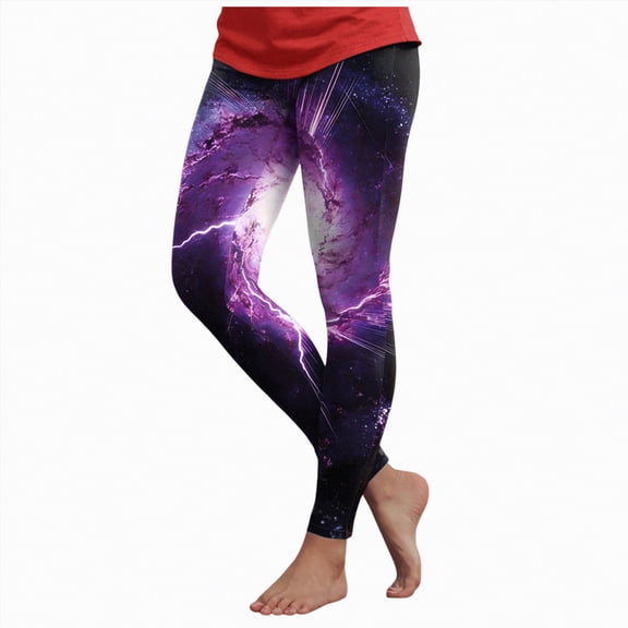 Dmsael Funny Leggings for Women Women's Christmas Halloween Crossover Leggings High Waisted Buttery Soft Printed Tights Purple,L