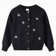 thumbnail image 1 of Dmsael Girl Cardigan Baby Girls Knitted Sweater Crew Neck Open Front Cardigan Infant Plush Thickened FallWarm Tops Black,7-8 Years, 1 of 5