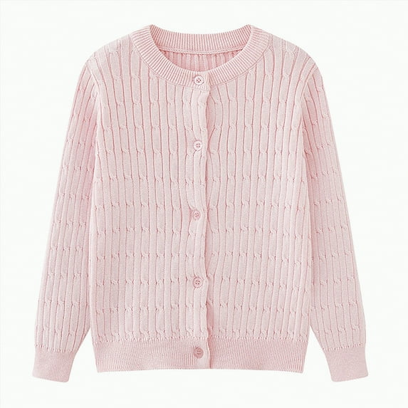 Dmsael Girl Cardigan Kid Girls Sweaters Long Sleeve with Button Girls Clothes Pink,3-4 Years