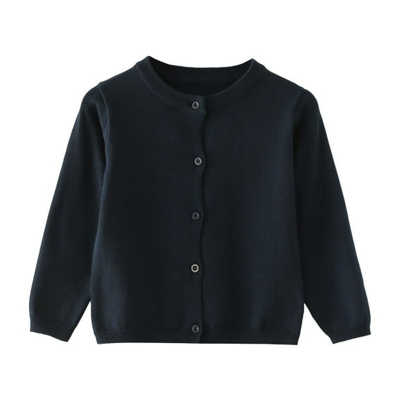 Dmsael Girl School Uniform Girls Cardigan Kids Long Sleeve Knit Dress Cover Up Tops Toddler Sweater Navy,4-5 Years