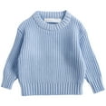 thumbnail image 1 of Dmsael Girls Fall Jacket Girls Sweaters for Teen Girls Toddler Girl Cute Knit Crewneck Pullover Light Blue,12-18 Months, 1 of 7
