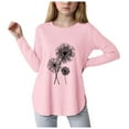 thumbnail image 1 of Dmsael Girls Long Sleeve Shirt Girls Long Sleeve Shirts Soft Cotton Long-Sleeve T-Shirts Tagless Basic Tees for Teen Girls Youth Pink,11-12 Years, 1 of 2