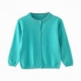 thumbnail image 1 of Dmsael Girls Sweater Baby Girls Knitted Sweater Crew Neck Open Front Cardigan Infant Plush Thickened FallWarm Tops Mint Green,3-4 Years, 1 of 4