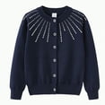 thumbnail image 1 of Dmsael Girls Sweater Kids Cardigan Long Sleeve Solid Color Button Sweater Girls Crew Neck Warm Sweater Dark Blue,7-8 Years, 1 of 5