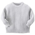 thumbnail image 1 of Dmsael Girls Sweaters Girls' Fall Sweaters Color Block Crewneck Long Sleeve Drop Shoulder Knit Pullover Tops for Kids Grey,12-18 Months, 1 of 7