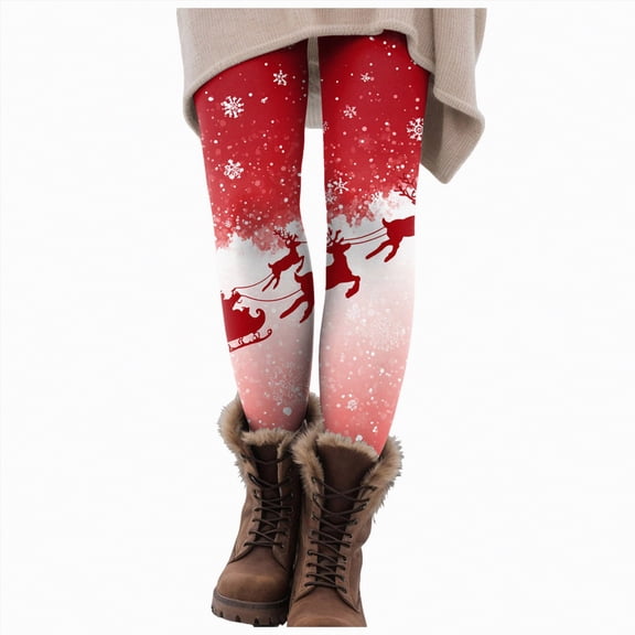 Dmsael Holiday Leggings High Waist Workout Leggings for Women Tummy Control Printed Yoga Pants Holiday Costume Watermelon Red,XL