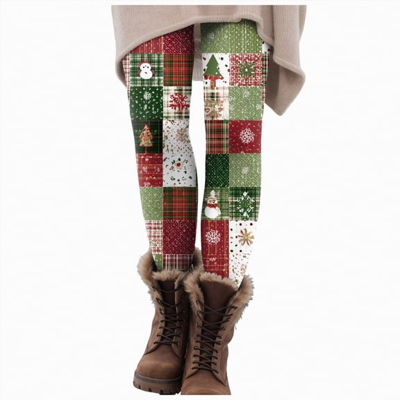 Dmsael Holiday Leggings Women's Ugly Christmas Leggings 3D Printed Xmas Lights Reindeer Snowflake High Waist Stretchy Tight Pants for Women Green,2XL