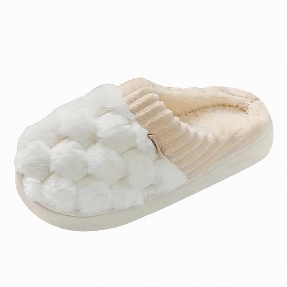 Dmsael House Slippers Women's Memory Foam Indoor House Slippers House Shoes with Wide Widths White,6-6.5