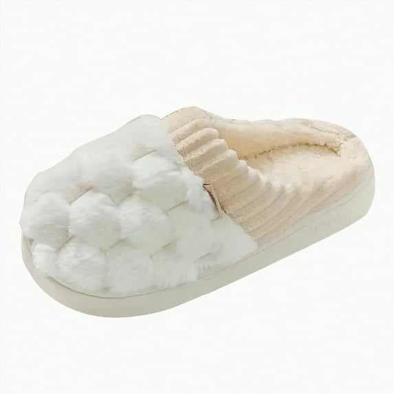 Dmsael House Slippers Women's Memory Foam Indoor House Slippers House Shoes with Wide Widths White,6-6.5