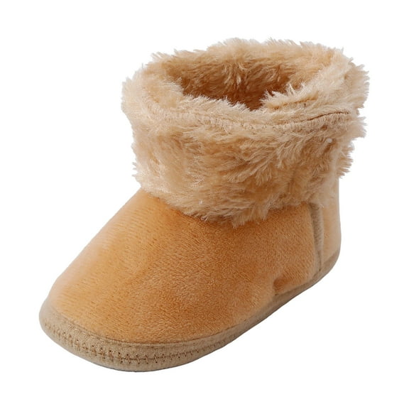 Dmsael Infant Winter Boots Baby Boy Girl Boots Newborn Shoes Winter Snow Bowknot Anti-Slip Soft Sole Warm Infant Toddler Prewalker Booties Khaki,4.5
