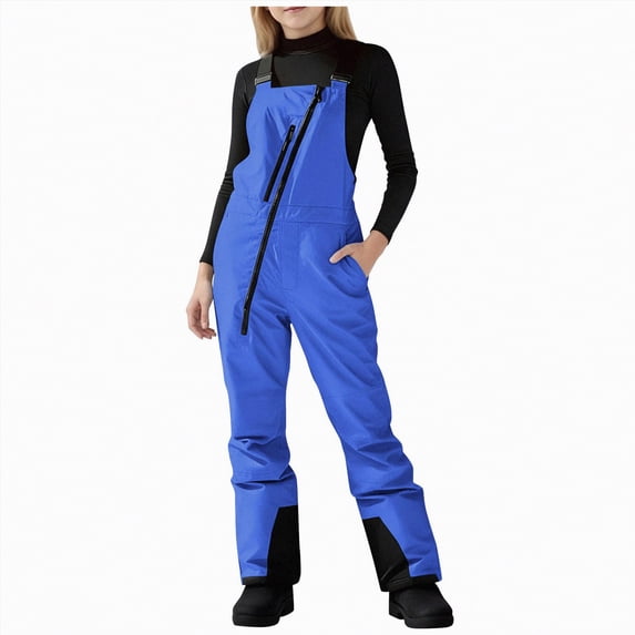 Dmsael Kids Snow Overalls Boys Girls Unisex Classic Ski & Snow Bib Overall Winter Snowsuit Water-Resistant Windproof Outdoor Rain Bib Blue,8-9 Years
