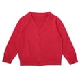 thumbnail image 1 of Dmsael Knitted Cardigan for Girls Boys Girls Button down Cardigan Casual Long Sleeve Crewneck Sweater School Uniform Knit Tops Outwear Red,120, 1 of 6