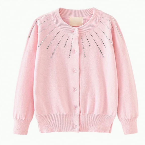 Dmsael Knitted Sweaters for Children Girls Classic Knit Cardigan School Sweater Crewneck Button Front Outerwear Kids Toddler Hooded Sweatshirt Girls Pink,11-13 Years