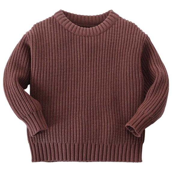 Dmsael Little Girl Sweaters Girls Fall Sweaters Winter Long Sleeve Round Neck Color Block Striped Casual Loose Lightweight Spring Cozy Tops Brown,3-4 Years