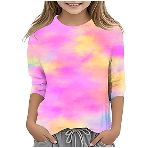 Dmsael Long Sleeve Tops for Teens Girls' Long Sleeve Tees Cotton Tagless Crew Neck Super Soft Cotton T Shirts Pink,10-11 Years