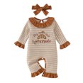 thumbnail image 1 of Dmsael Newborn Infant Baby Girl Romper Bodysuit Girls Stripe Print One Piece Jumpsuit Pants Clothes Outfits (Bronze,6-12 Months), 1 of 7