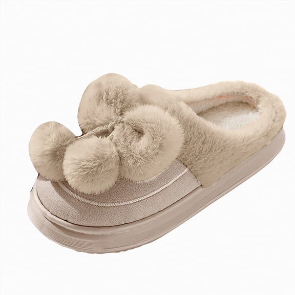 Dmsael Outdoor Slippers for Women Warm Knit House Slippers for Women Comfy Fleece Lined Winter Slippers with Memory Foam and Indoor Outdoor Soles Khaki,9-9.5