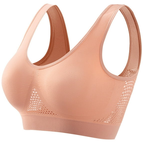 Linfrsh Padded Bra Womens Seamless Push Up Bras No Underwire Full Coverage Anti Sagging Comfortable Bras V Neck Bra Wireless Everyday Bra Pink,M
