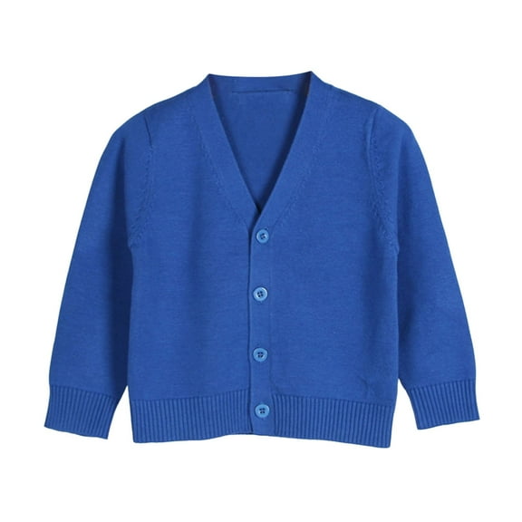 Dmsael School Uniform for Girls Girls Cardigan Kids Long Sleeve Knit Dress Cover Up Tops Toddler Sweater Blue,140