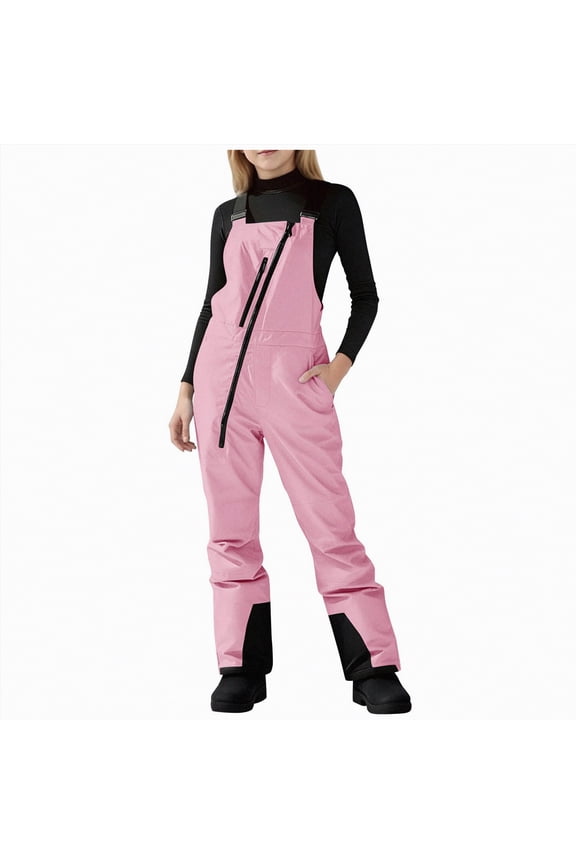 Snow Bibs Toddler Boys Girls Unisex Classic Ski & Snow Bib Overall Winter Snowsuit Water-Resistant Windproof Outdoor Rain Bib Pink,12-13 Years