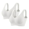 thumbnail image 1 of Linfrsh T Shirt Bra Womens Seamless Push Up Bras No Underwire Full Coverage Anti Sagging Comfortable Bras V Neck Bra Wireless Everyday Bra White,L, 1 of 5
