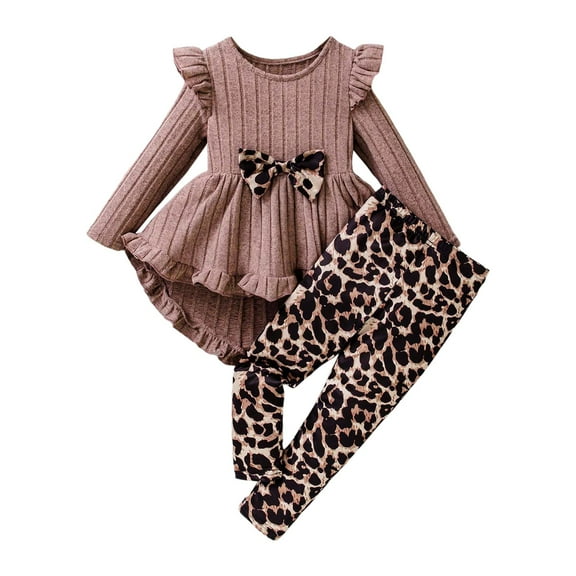 Dmsael Toddler Girl Fall Outfits Toddler Girl Clothes Long Sleeves Ruffle Top Floral Pants Cute Fall Winter Daily Casual Toddler Outfits Khaki,4 Years