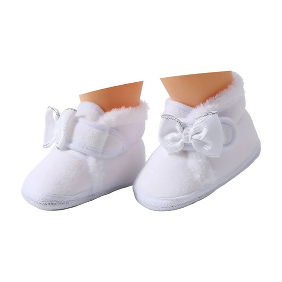 Dmsael Toddler Girl Winter Boots Toddler Snow Boots Baby Booties Infant Winter Shoes First Walking Shoes White,4