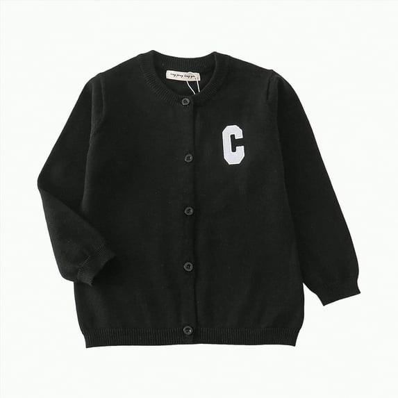 Dmsael Uniform Sweater for Girls Autumn Clothes Knit Cardigan Summer Children Girl Baby Sweater Coat Clothes Black,7-8 Years