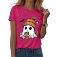 thumbnail image 1 of Dmsael Women Halloween Shirt Cute Ghost Pumpkin Graphic Tee Spooky Season Shirt Vintage Short Sleeve Casual Fall Tops Womens Halloween T Shirt(Hot Pink,M), 1 of 6