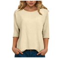 thumbnail image 1 of Dmsael Womens Long Sleeve Women's Long Sleeve Tops Henley Shirts Casual Blouses T Shirts Fall Clothes Beige,XL, 1 of 7