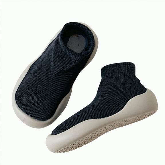 Dmsael baby walking shoes Baby Sock Shoes Baby Walking Shoes Infant Non-Slip Breathable Slippers Soft Rubber Sole Sneakers for Baby Boys Girls Black,9