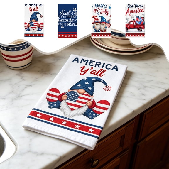 Dmuso 4th of July Kitchen Towels, Soft Absorbent Kitchen Towels, Red White and Blue Patriotic Themed 4th of July Decorations for Kitchen Bathroom Home Cooking, 15.7"x23.6"