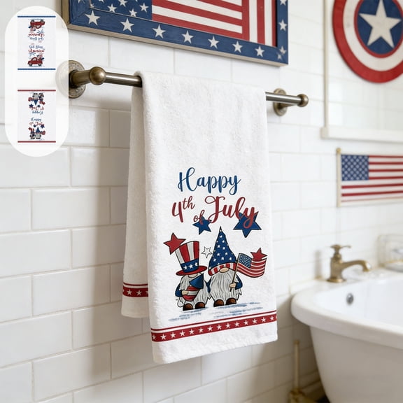 Dmuso 4th of July Kitchen Towels, Soft Absorbent Kitchen Towels, Red White and Blue Patriotic Themed 4th of July Decorations for Kitchen Bathroom Home Cooking, 17"x26"