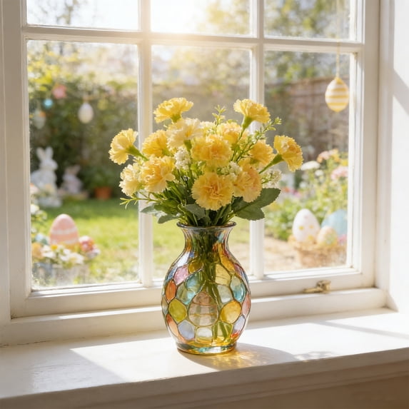 Dmuso Artificial Flowers 12.5" Spring Carnation Artificial Flowers for Bridal Wedding Home Table Decor Reusable Dining Opening Ceremony Birthday Silk Flowers (Yellow)
