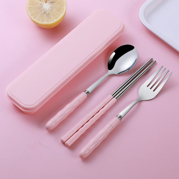 Dmuso Travel Utensils with Case, Portable Camp Reusable Flatware Silverware Set, Utensil Sets Include Fork, Spoon, Chopsticks with Case for Travel, Work, Picnics, Camping and Outdoor Home Use