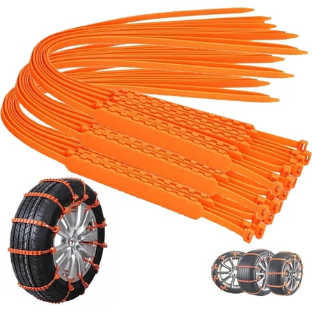 Dmxedts Reusable Zip-Tie Tire Snow Chains, Universal Anti-Skid Tire Straps with Adjustable Buckles, Portable Car Snow & Mud Traction Chains for Cars, SUVs & Trucks (20-Pack)