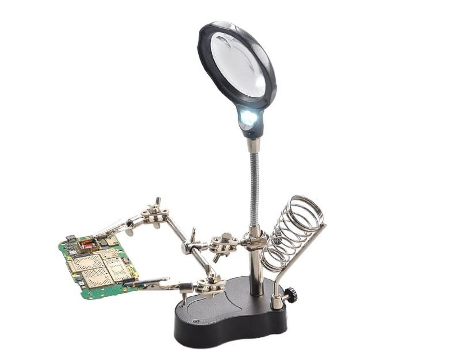 Dmyond Repair Auxiliary Clamp Magnifying Glass with Light 2.55X Daylight LED Magnifying Lamp