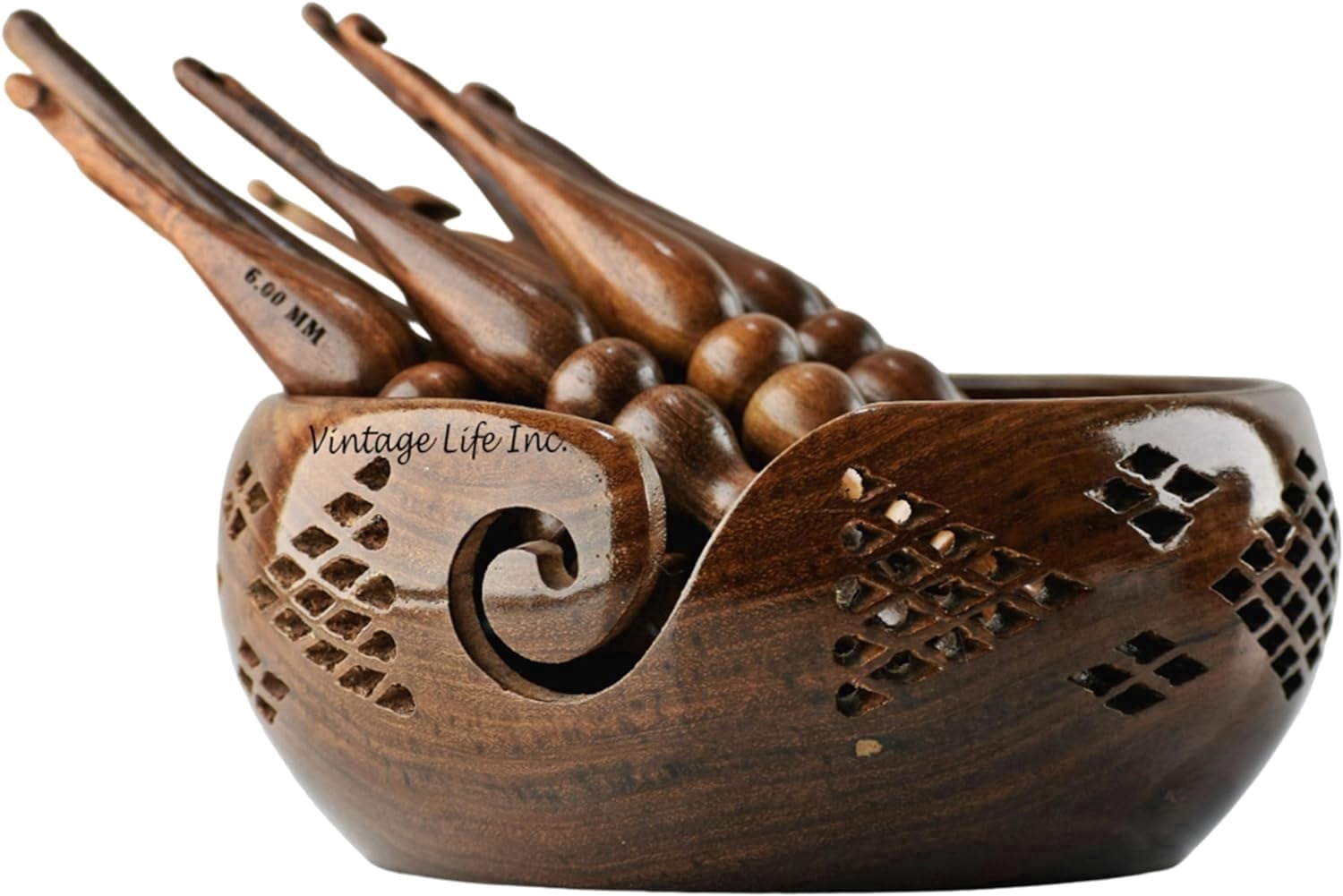 DnU Avenue Sheesham Wood Set of 13 Ergonomic Crochet Hooks 3.5 MM to 12 MM, Wooden Yarn Crochet Hooks for Arthritic Hands, Knitting & Crochet Storage,