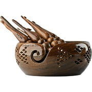 DnU Avenue Sheesham Wood Set of 13 Ergonomic Crochet Hooks 3.5 MM to 12 MM, Wooden Yarn Crochet Hooks for Arthritic Hands, Brown (Hooks with Bowl A)