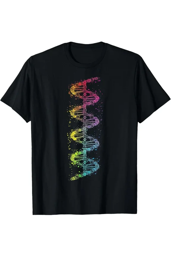 Dna Rainbow Motif Art Graphic T-Shirt