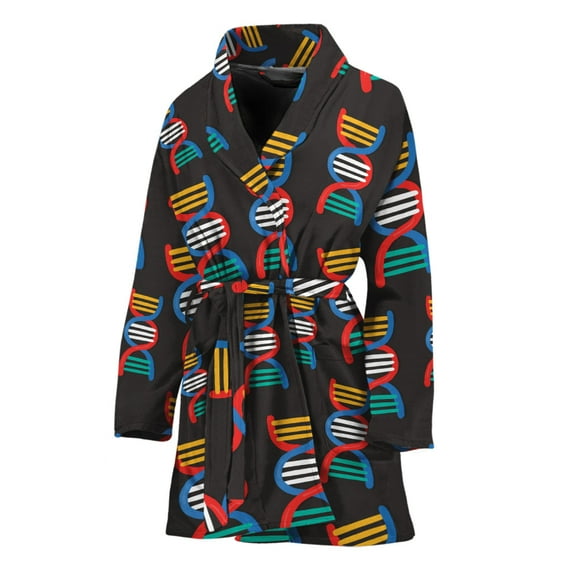 Dna Strands Pattern Women Bathrobe One Size Univeral Fits Fashion Lightweight Plush Fleece Long Robe For Women