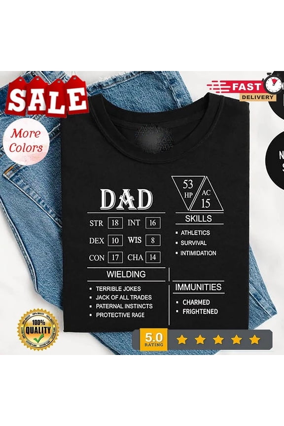 Dnd Dad Shirt Block, Fathers Day Gifts, Dungeons And Dragons Dm Gift, Funny Unisex S-5XL Hot Trending Shirt, Vintage Birthday Gift