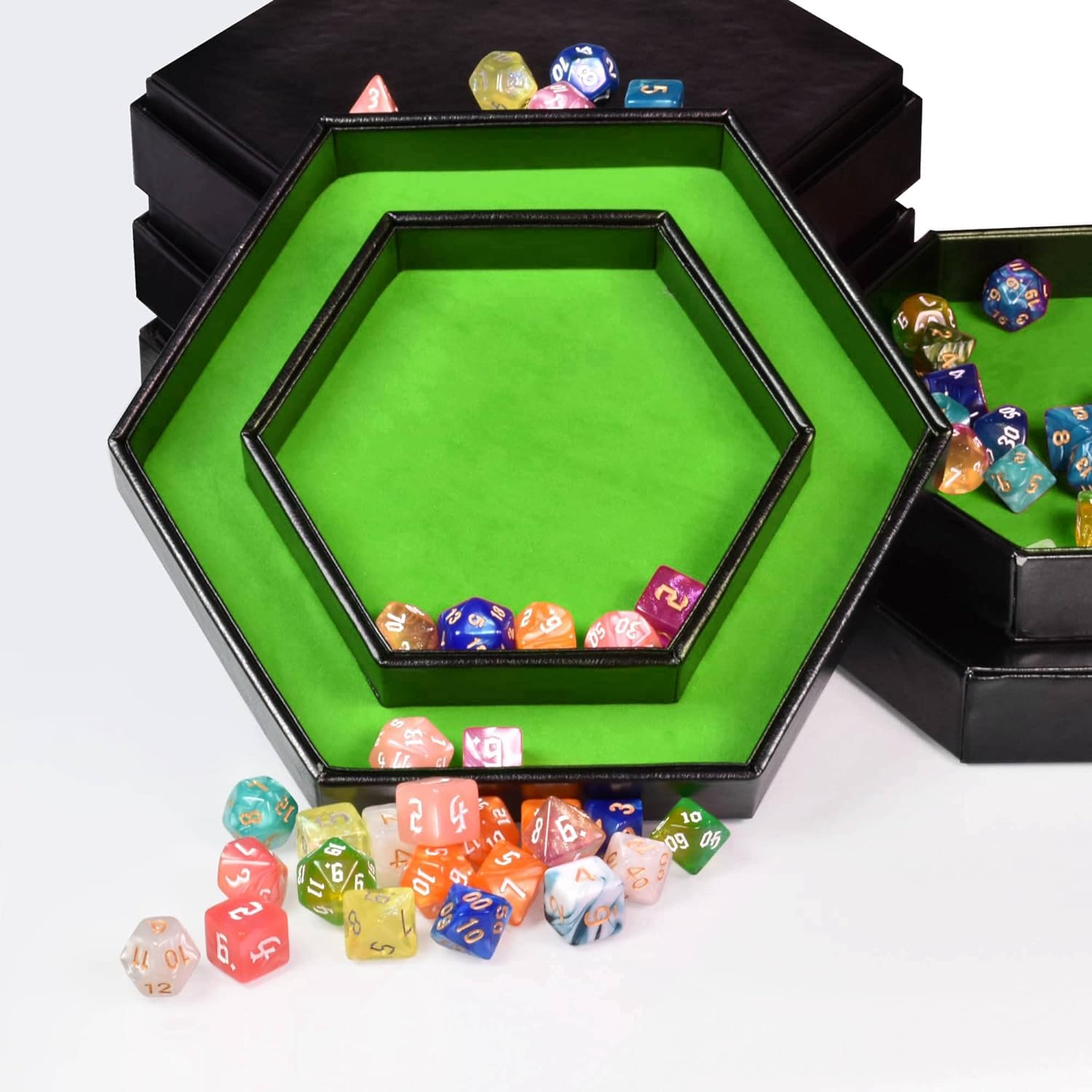 Dnd Dice Tray - 2 In 1 Hexagonal Rolling And Storage Tray, Faux Leather ...