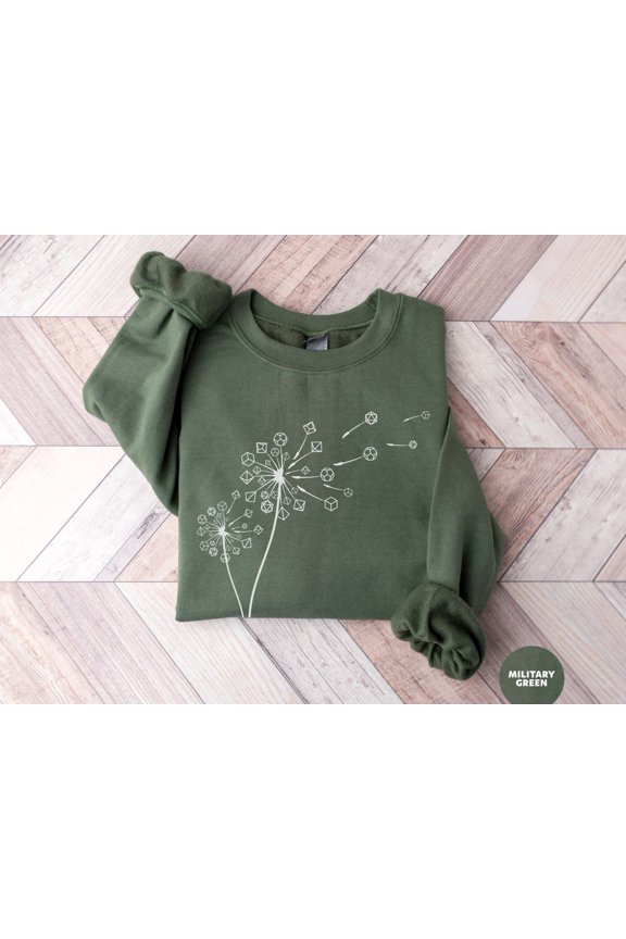 Dnd T Shirts, Dungeon Master Sweatshirt, Dandelion Flower Dice, Dnd Dm T-Shirt, D&D Apparel , Dnd Birthday , D20 Sweater Sweatshirt All Size S-5XL