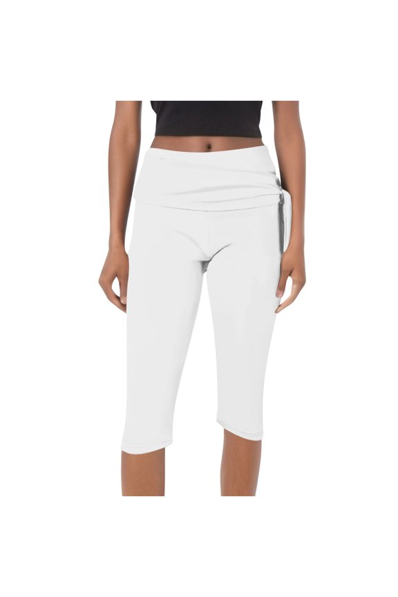 Clearance Elastic Waist Pants for Women Womens Pants for Summer Cropped High Waist Yoga Pants Comfy Stretchy Leggings Workout Compression Pants Capri Pants for Women White S