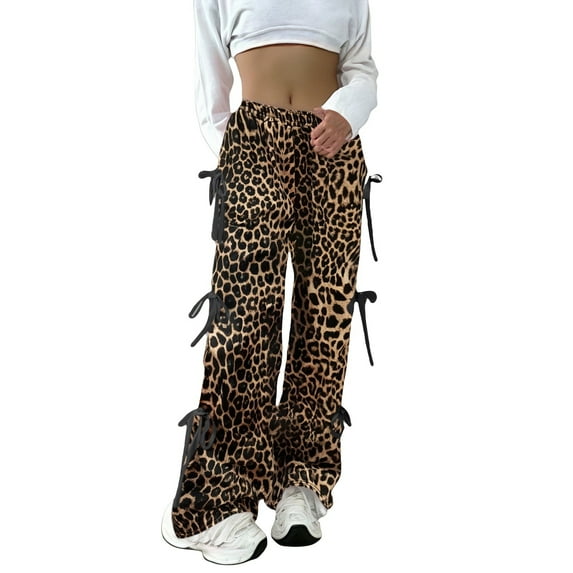 Dndif Clearance! Wide Leg Sweatpants Women Jogging Bottoms With Bow And Wide Leg Elastic Waistband Sweat Baggy Trousers With Pocket Country Trousers For Women Womens Sweatpants With Pockets Orange S